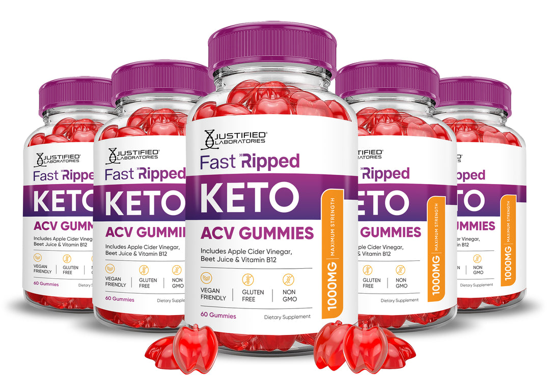 5 bottles Fast Ripped Keto ACV Gummies 1000MG