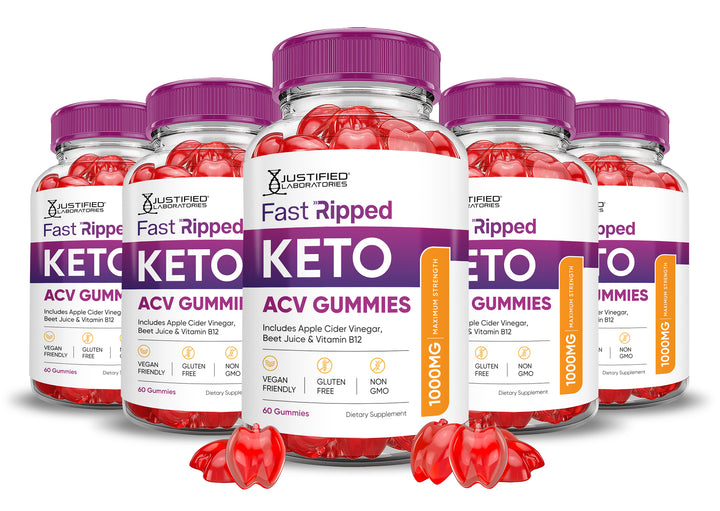 5 bottles Fast Ripped Keto ACV Gummies 1000MG
