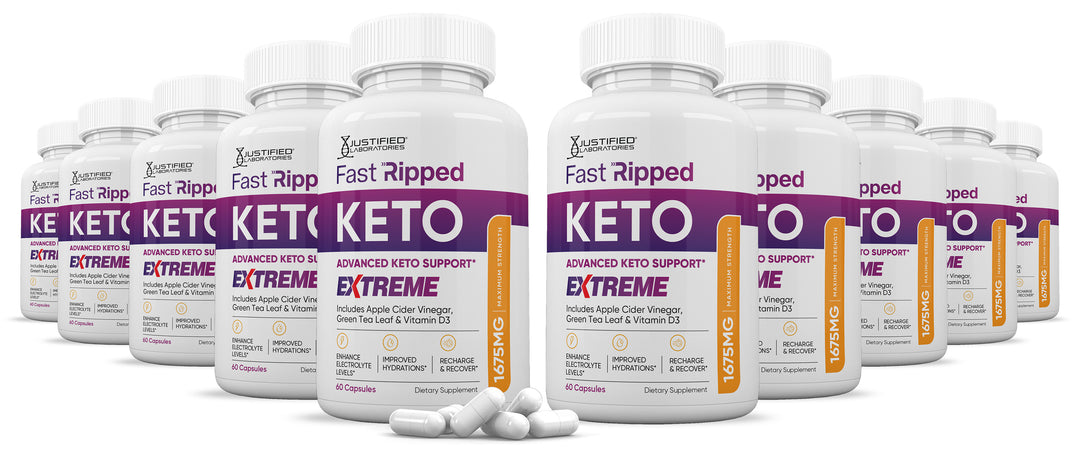 10 Bottles of Fast Ripped Keto ACV Extreme Pills 1675MG