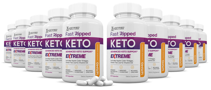 10 Bottles of Fast Ripped Keto ACV Extreme Pills 1675MG