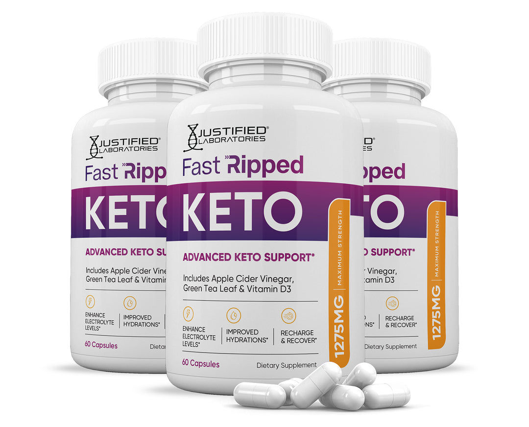 3 bottles of Fast Ripped Keto ACV Pills 1275MG