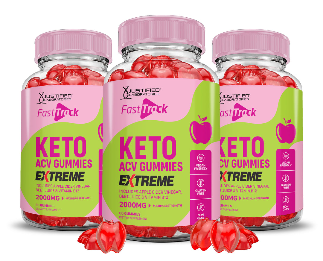 3 Bottles 2 x Stronger Fast Track Keto ACV Gummies Extreme 2000MG