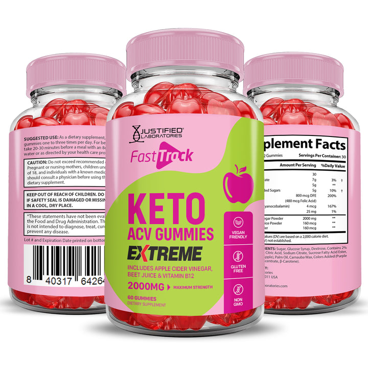 2 x Stronger Fast Track Keto ACV Gummies Extreme 2000MG