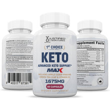 Cargar imagen en el visor de la Galería, all sides of bottle of 1st Choice Keto ACV Max Pills 1675MG