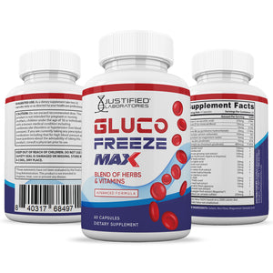 All sides of bottle of the Glucofreeze Max Advanced Formula 1295MG