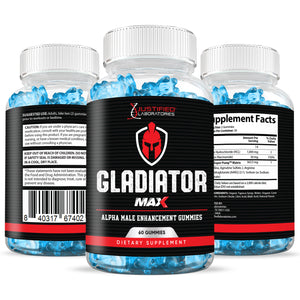 All sides of the bottles of Gladiator Alpha Men's Health Max Gummies 1393MG