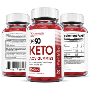 All sides of the bottle of Go 90 Keto ACV Gummies