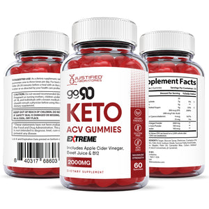 All sides of the bottle of Go 90 Extreme Keto ACV Gummies