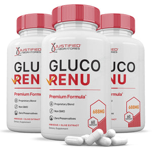 3 bottles Glucorenu Premium Formula 688 MG