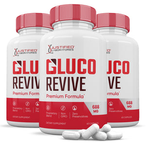 3 Bottles Glucorevive Premium Formula 688 MG