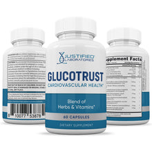 Load image into Gallery viewer, All sides of bottle of the Glucotrust Premium Formula 688MG