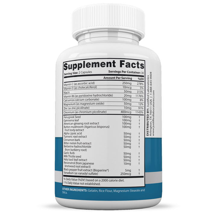 Supplement Facts of Glucotrust Max Advanced Formula 1295MG