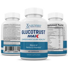 Load image into Gallery viewer, All sides of bottle of the Glucotrust Max Advanced Formula 1295MG