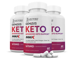 3 bottles of Genesis Keto ACV Max Pills 1675MG