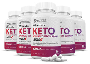 5 bottles of Genesis Keto ACV Max Pills 1675MG