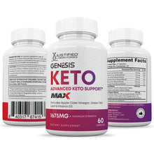 Load image into Gallery viewer, All sides of bottle of the Genesis Keto ACV Max Pills 1675MG