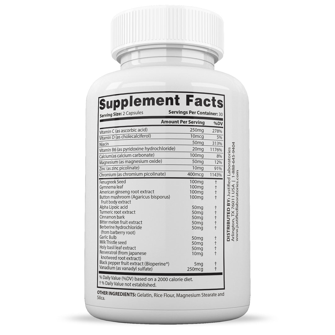 Supplement Facts of Glucofort Max Advanced Formula 1295MG