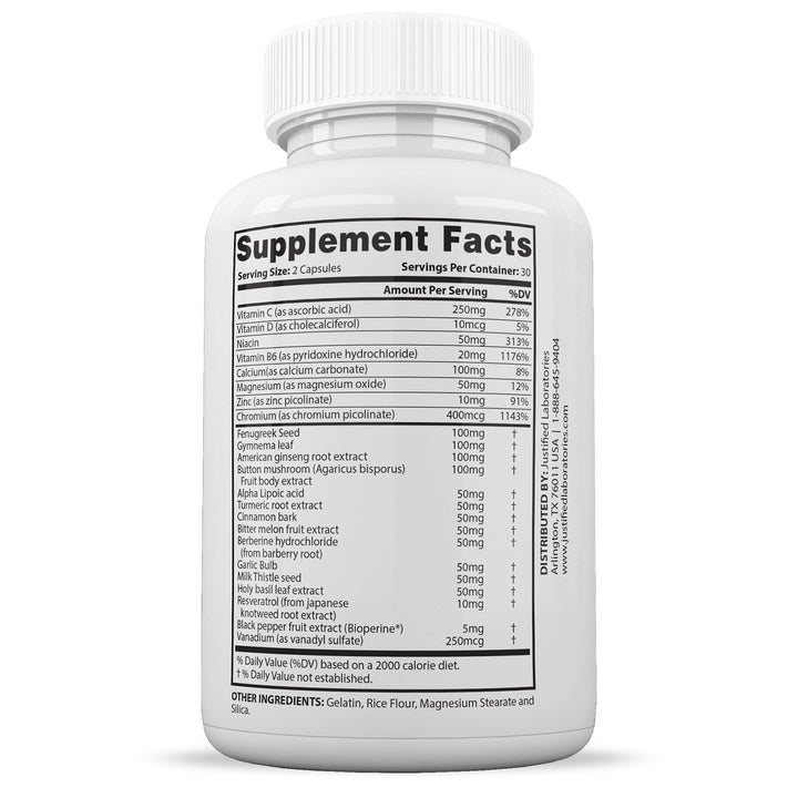 Supplement Facts of Glucofort Max Advanced Formula 1295MG