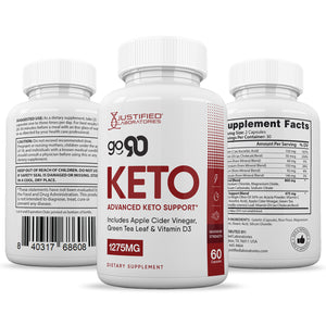 All sides of the bottle of Go 90 Keto ACV Pills