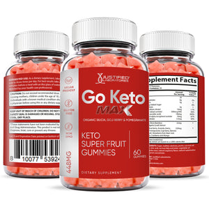 all sides of the bottle of  Go Keto Max Super Fruit Gummies