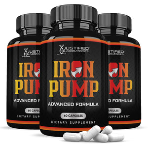 3 bottles of Iron Pump Men's Health Advanced Formula 1484mg