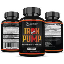 Laden Sie das Bild in den Galerie-Viewer, All sides of bottle of the Iron Pump Men&#39;s Health Advanced Formula 1484mg