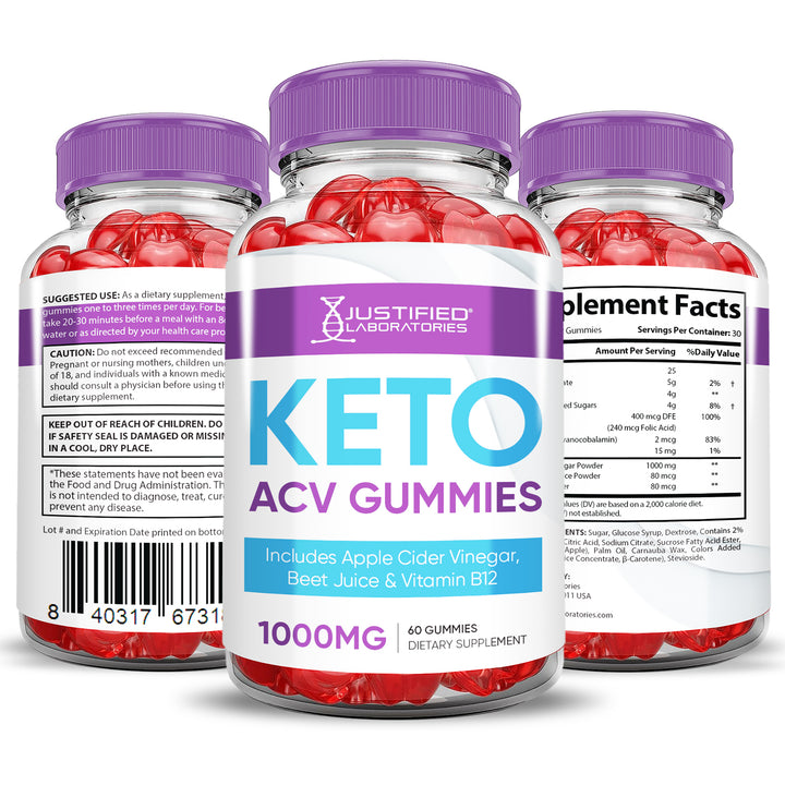 all sides of the bottle of Keto ACV Gummies 1000MG