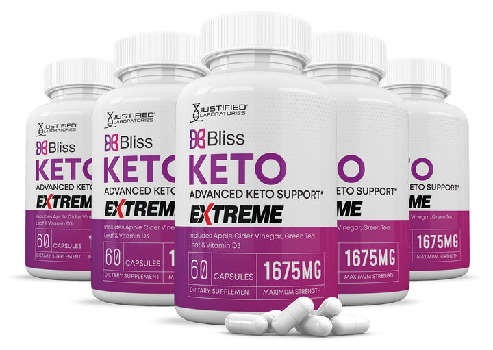 5 Bottles of Bliss Keto ACV Extreme Pills 1675MG