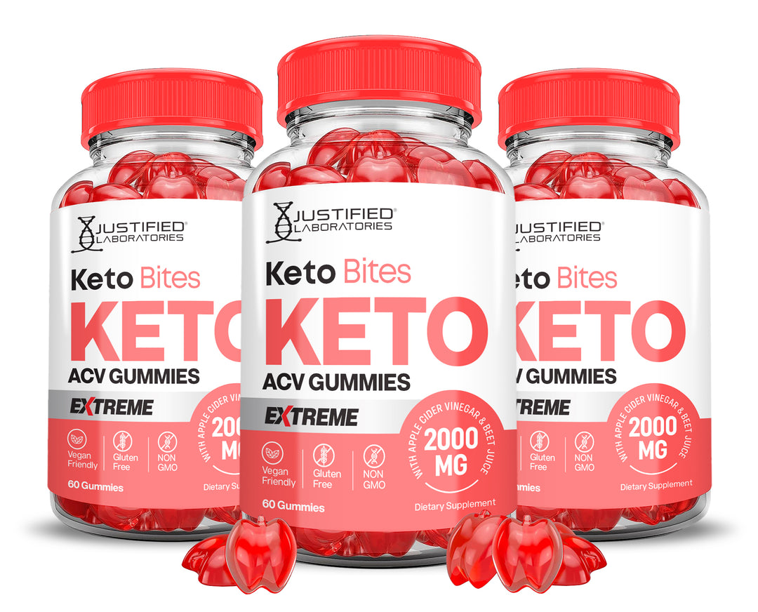3 bottles of 2 x Stronger Keto Bites Keto ACV Gummies Extreme 2000mg