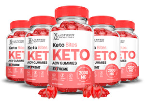 5 bottles of 2 x Stronger Keto Bites Keto ACV Gummies Extreme 2000mg