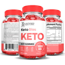 Cargar imagen en el visor de la Galería, all sides of the bottle of Keto Bites Keto ACV Gummies 1000MG
