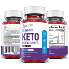 Cargar imagen en el visor de la Galería, All sides of bottle of the 2 x Stronger Keto Core ACV Gummies Extreme 2000mg