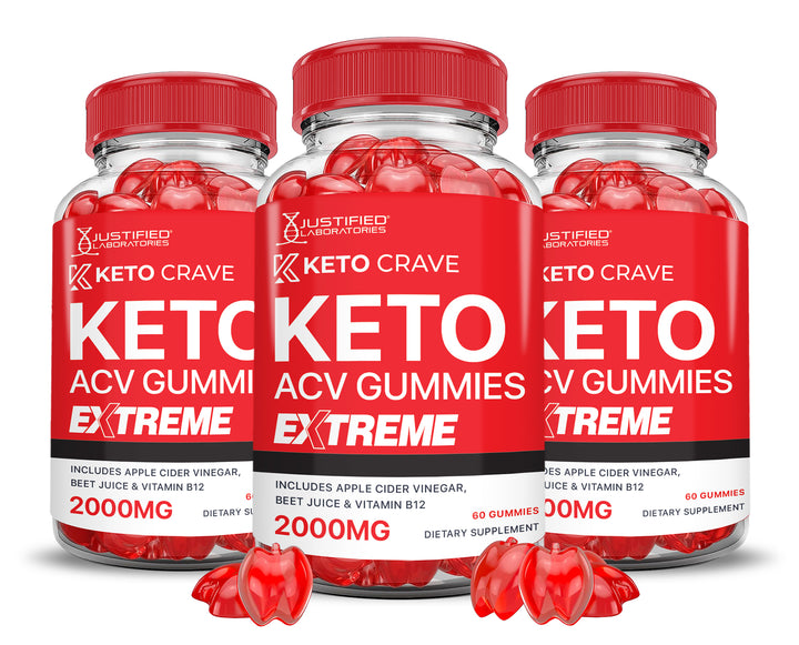 3 bottles Keto Crave Keto ACV Gummies Extreme 2000mg