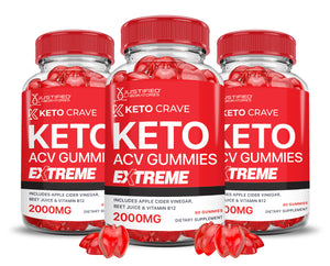 2 x Stronger Keto Crave Keto ACV Gummies Extreme 2000mg