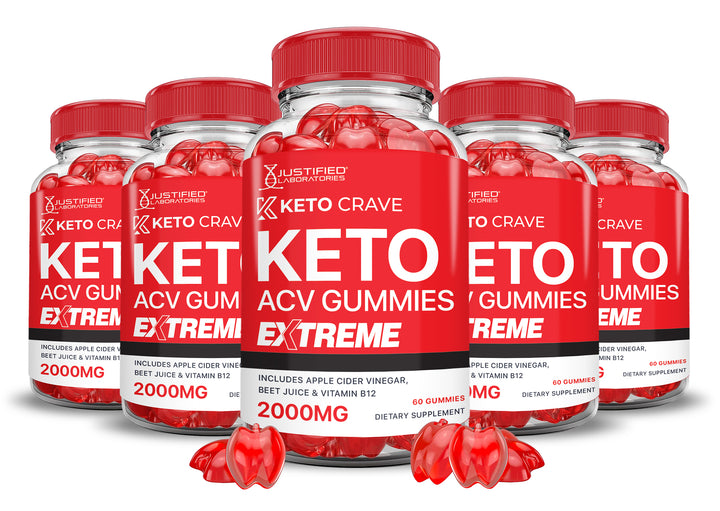 5 bottles Keto Crave Keto ACV Gummies Extreme 2000mg