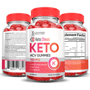 all sides of the bottle of Keto Chews ACV Gummies 1000MG