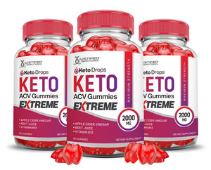 2 x Stronger Keto Drops Keto ACV Gummies Extreme 2000mg