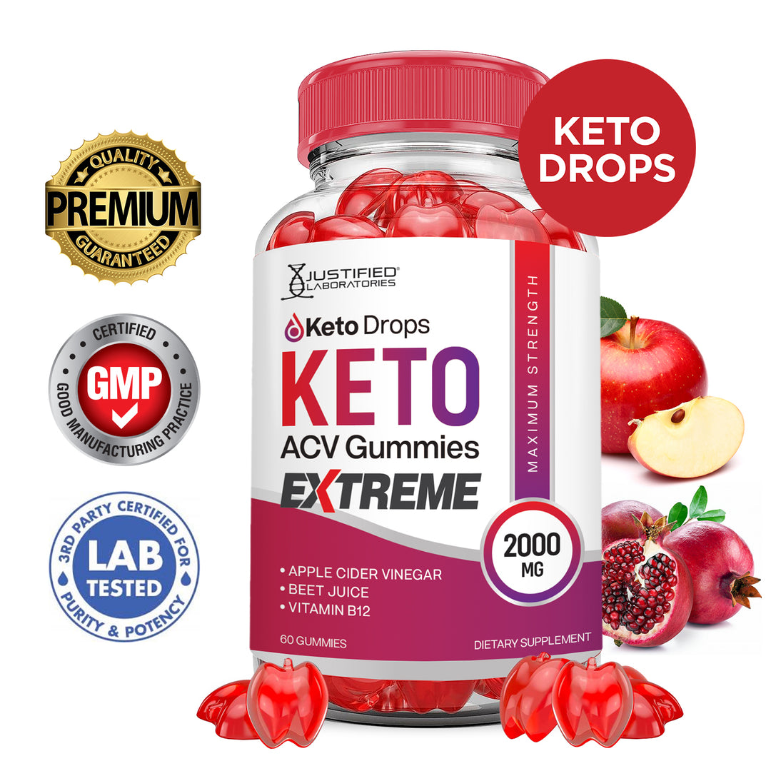 2 x Stronger Keto Drops Keto ACV Gummies Extreme 2000mg