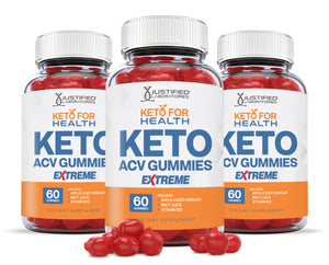 3 bottles of 2 x Stronger Keto For Health ACV Gummies Extreme 2000mg