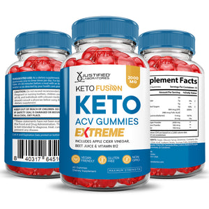 3 Sided of Bottle of Keto Fusion Keto ACV Gummies Extreme 2000mg