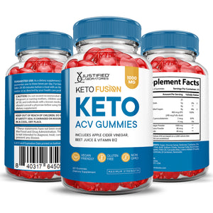 3 Sided of Bottle of Keto Fusion Keto ACV Gummies 1000MG