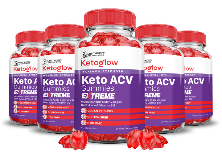 5 Bottles 2 x Stronger Keto Glow Keto ACV Gummies Extreme 2000MG