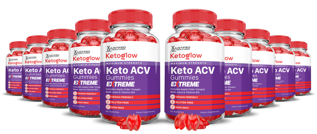 10 Bottles 2 x Stronger Keto Glow Keto ACV Gummies Extreme 2000MG