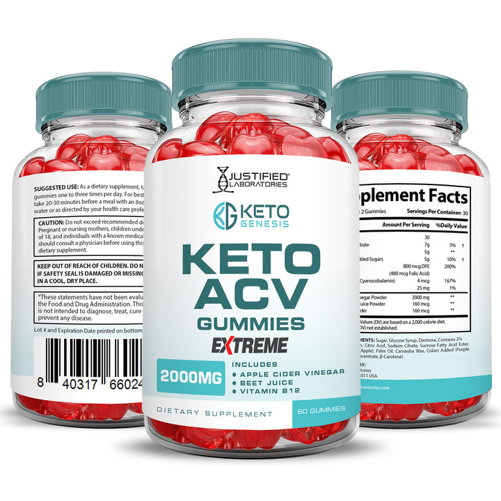 2 x Stronger Keto Genesis Keto ACV Gummies Extreme 2000mg
