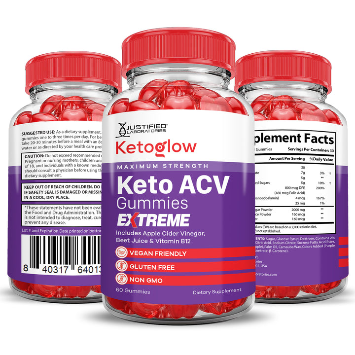 2 x Stronger Keto Glow Keto ACV Gummies Extreme 2000MG