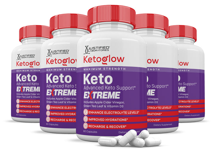 5 Bottles Keto Glow Keto ACV Extreme Pills 1675MG
