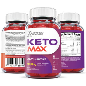 all sides of the bottle of Keto Max ACV Gummies