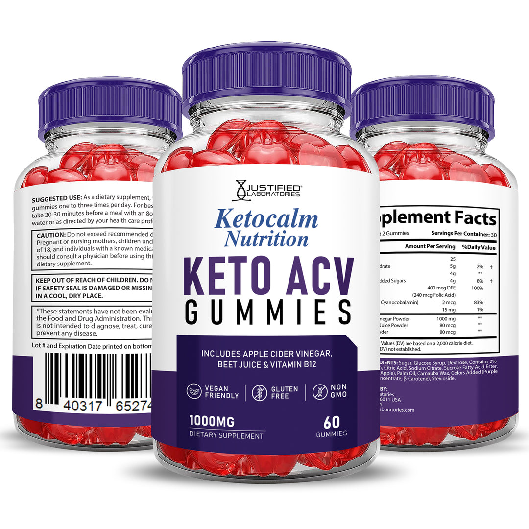 3 Sided of Bottle of Keto Calm Keto ACV Gummies 1000MG