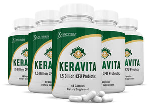 5 bottles of Keravita 1.5 Billion CFU Pills