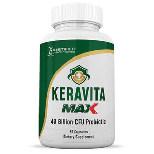 Front facing image of 3 X Stronger Keravita Max 40 Billion CFU Pills